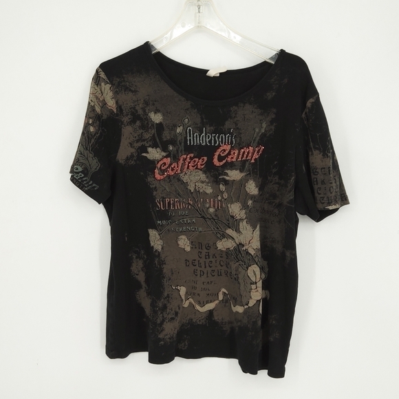 Susan Lawrence Tops - SUSAN LAWRENCE 1X COFFEE TSHIRT